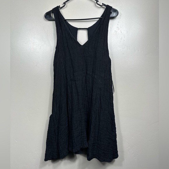 Free People Linen Smooth Sailing Mini Dress in Black Size Medium - Picture 4 of 8